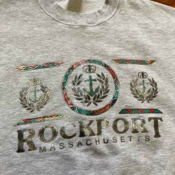 Vintage ROCKPORT spellout crewneck M/L fit grey - Picture 2 of 3